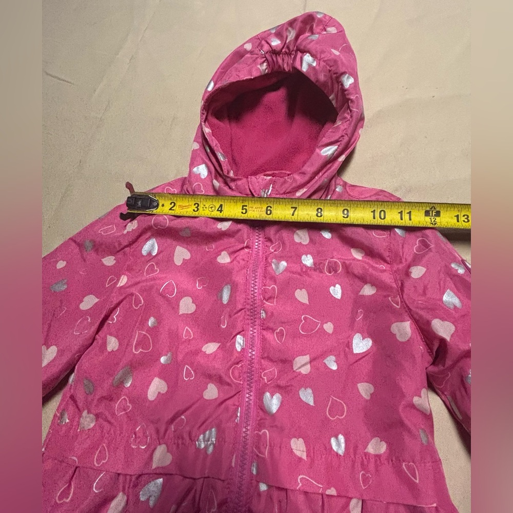 DKNY Pink Kids Raincoat with Heart Pattern - Picture 4 of 16